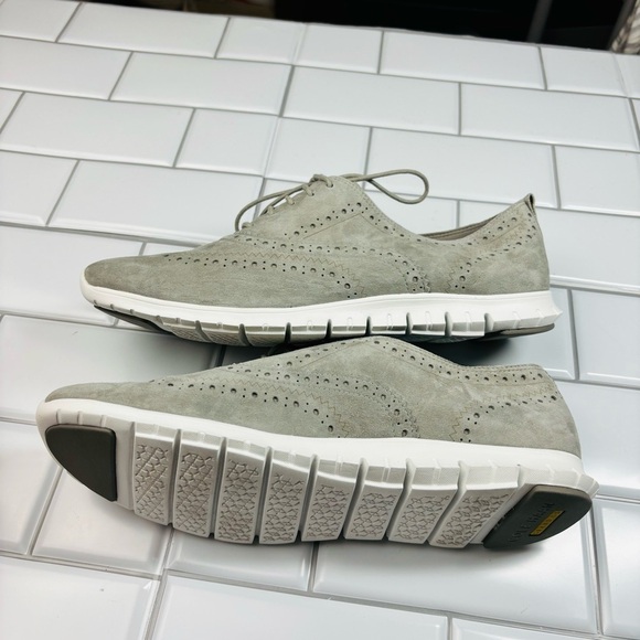 Women's ZERØGRAND Wingtip Oxfords IRONSTONE SUEDE-OPTIC WHITE size 11B - Picture 5 of 12